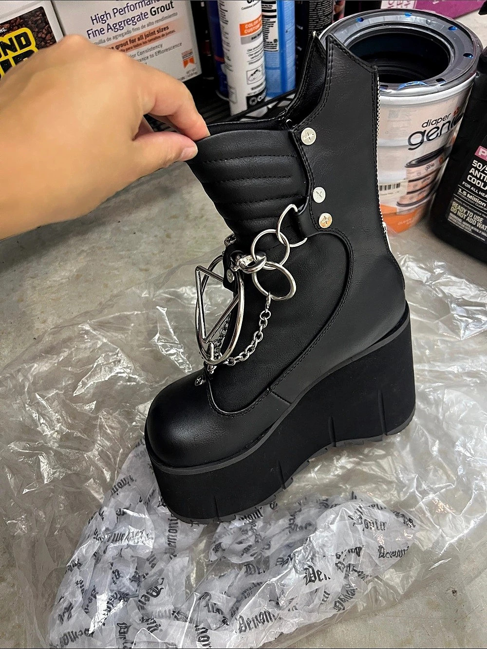 Demonia Kera-08 Black Platform Combat Boots